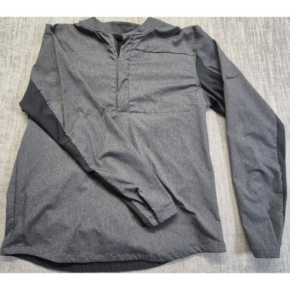 Nike Shield men's gray 1/4 zip pullover running windbreaker jacket M 892211-010